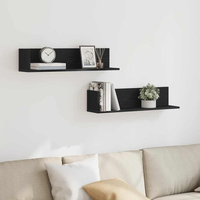 Rafturi de perete 2 buc. negru, 75x16,5x16,5 cm, lemn prelucrat - WALTI WALTI