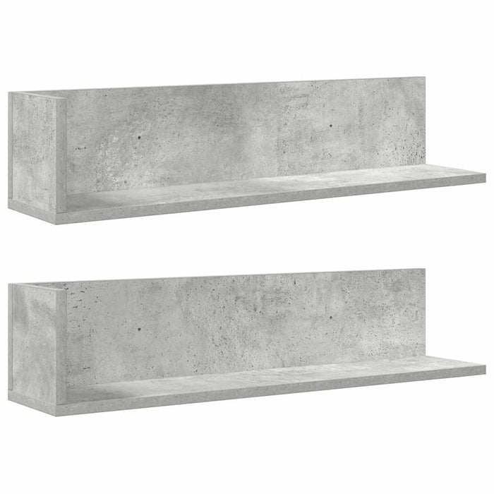 Rafturi perete 2 buc. gri beton 75x16,5x16,5 cm lemn prelucrat - WALTI WALTI
