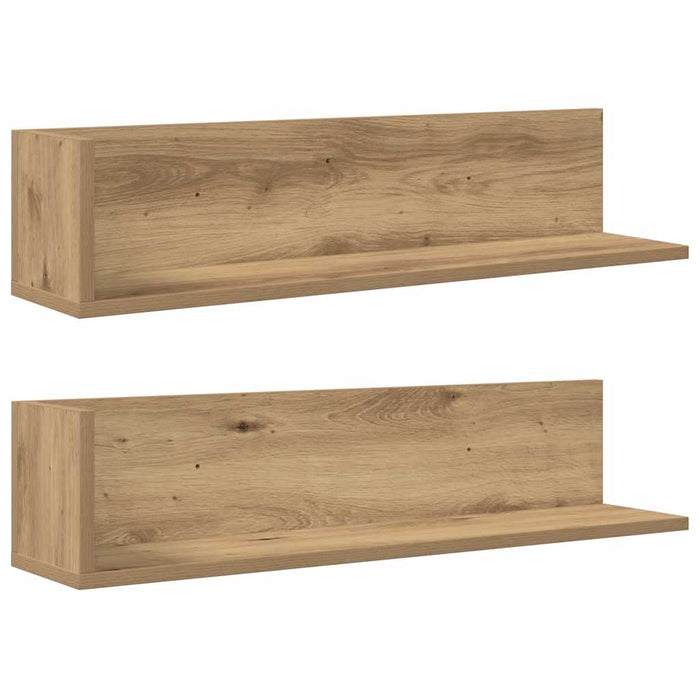 Rafturi perete, 2 buc., stejar artizanal, 75x16,5x16,5 cm, lemn - WALTI WALTI