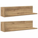 Rafturi perete, 2 buc., stejar artizanal, 75x16,5x16,5 cm, lemn - WALTI WALTI