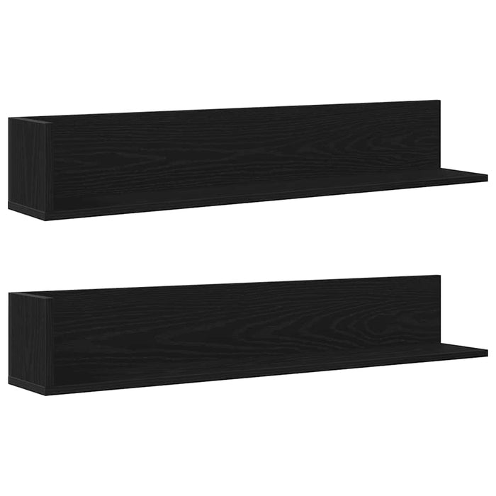 Rafturi perete 2 buc. negru, 100x16,5x16,5 cm, lemn prelucrat - WALTI WALTI