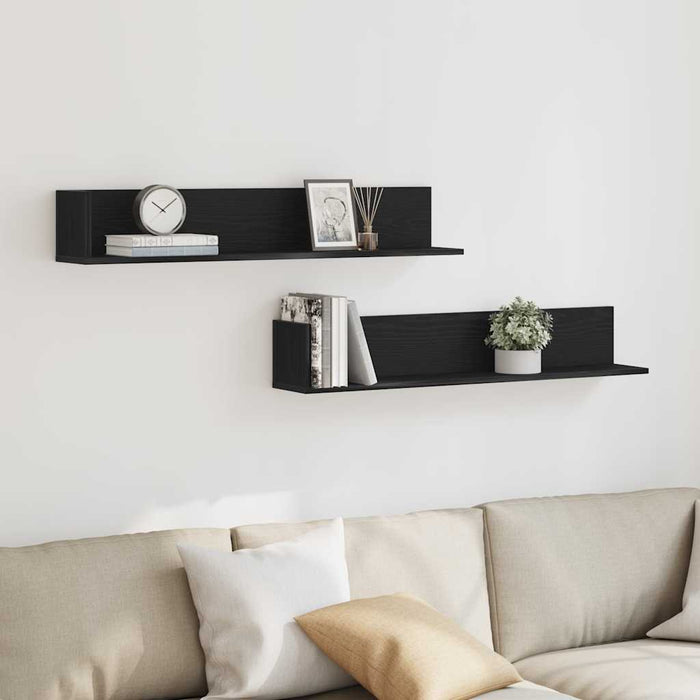 Rafturi perete 2 buc. negru, 100x16,5x16,5 cm, lemn prelucrat - WALTI WALTI