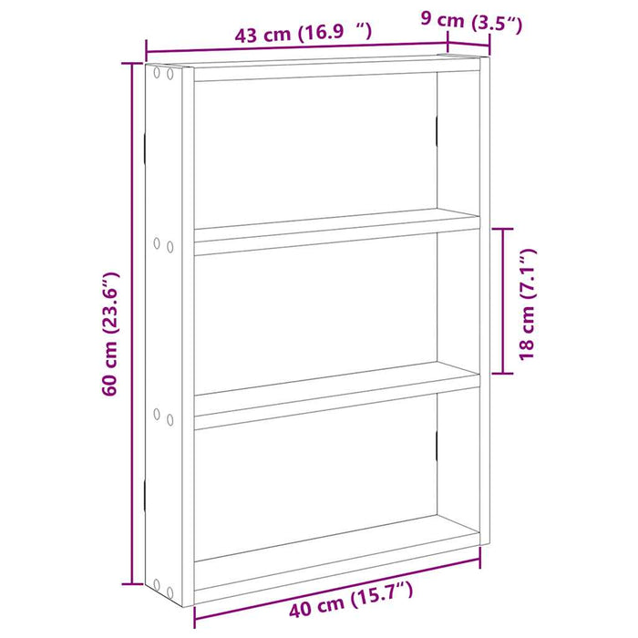 Raft de perete, lemn vechi, 43x9x60 cm, lemn prelucrat - WALTI WALTI