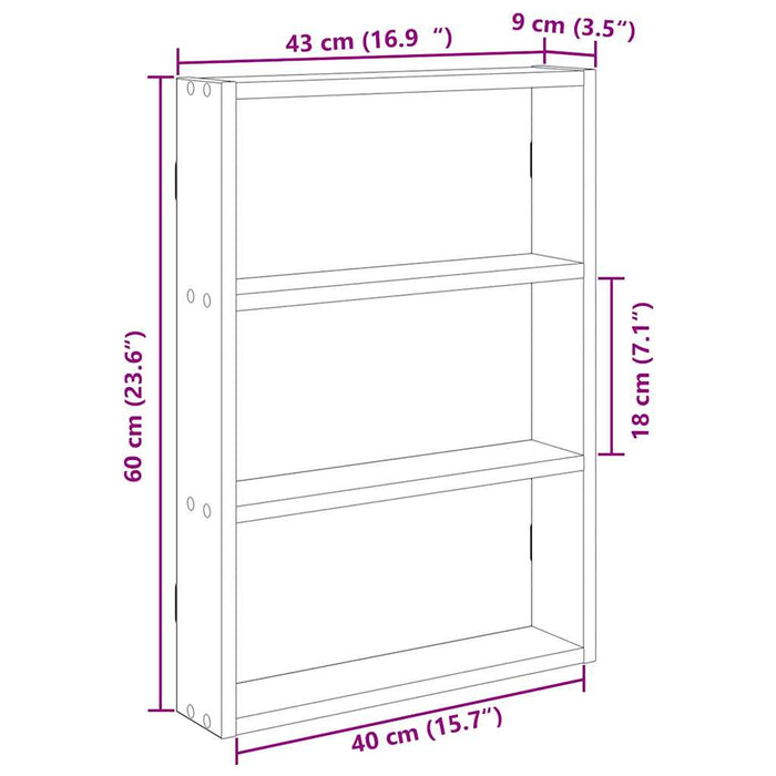 Raft de perete, stejar artizanal, 43x9x60 cm, lemn prelucrat - WALTI WALTI