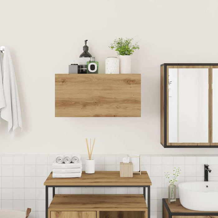 Dulap perete baie stejar artizanal, 60x25x30 cm, lemn prelucrat - WALTI WALTI