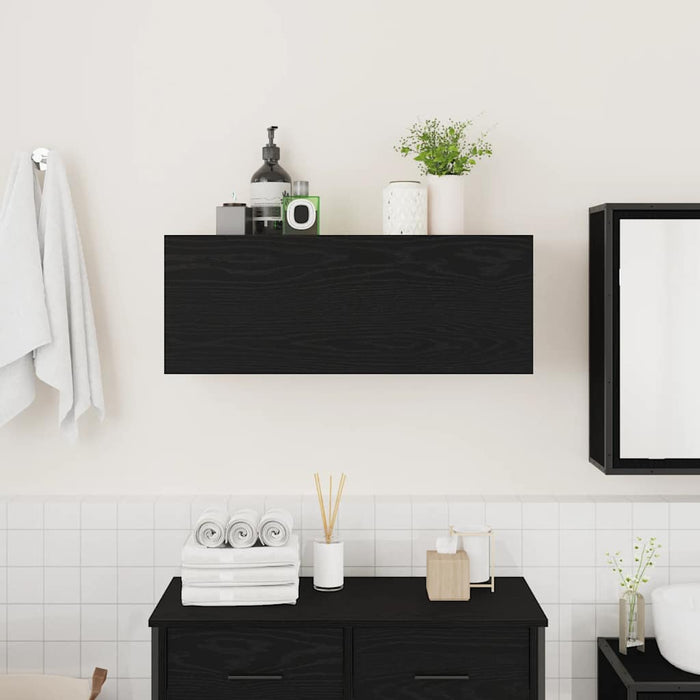 Dulap de perete de baie, negru, 80x25x30 cm, lemn prelucrat - WALTI WALTI