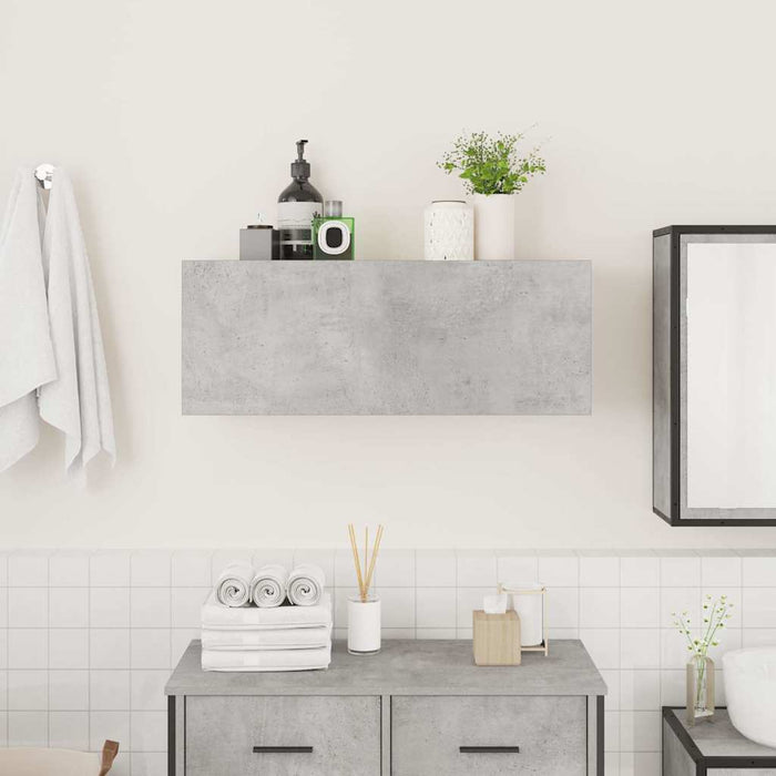 Dulap perete baie, gri beton, 80x25x30 cm, lemn prelucrat - WALTI WALTI