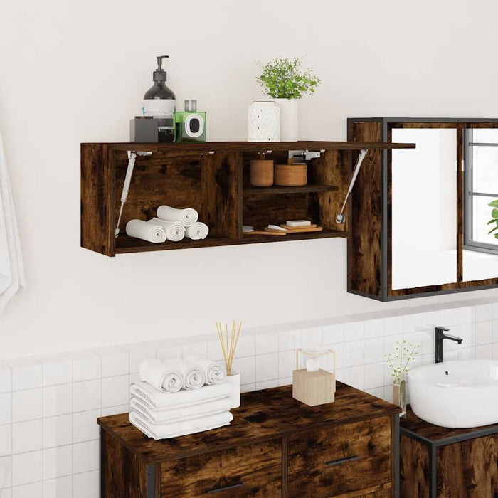 Dulap perete baie, stejar fumuriu, 80x25x30 cm, lemn prelucrat - WALTI WALTI