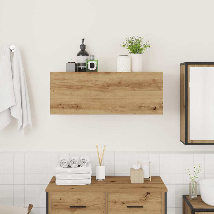 Dulap perete baie stejar artizanal, 80x25x30 cm, lemn prelucrat - WALTI WALTI