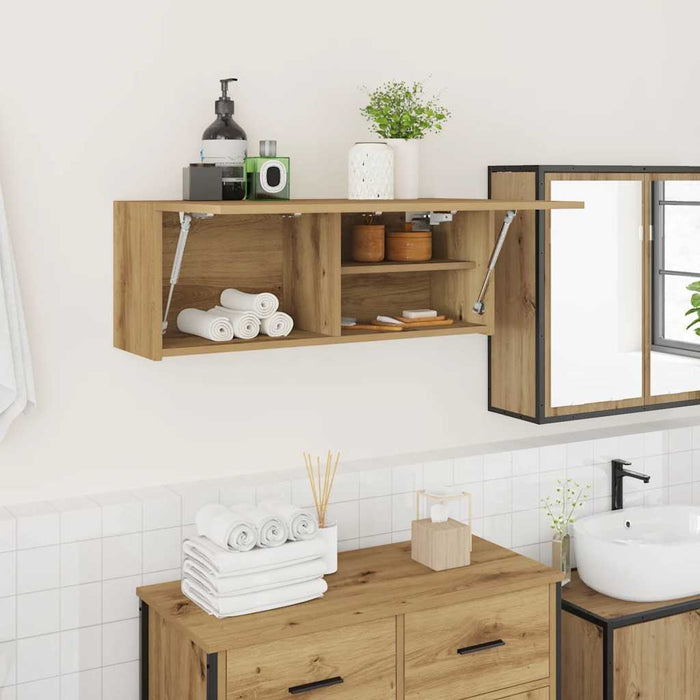 Dulap perete baie stejar artizanal, 80x25x30 cm, lemn prelucrat - WALTI WALTI