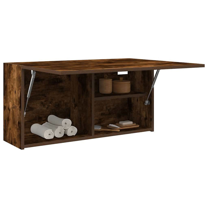 Dulap perete baie, stejar fumuriu, 80x25x40 cm, lemn prelucrat - WALTI WALTI