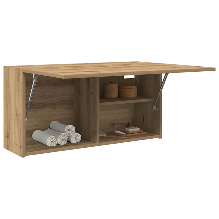 Dulap perete baie stejar artizanal, 80x25x40 cm, lemn prelucrat - WALTI WALTI
