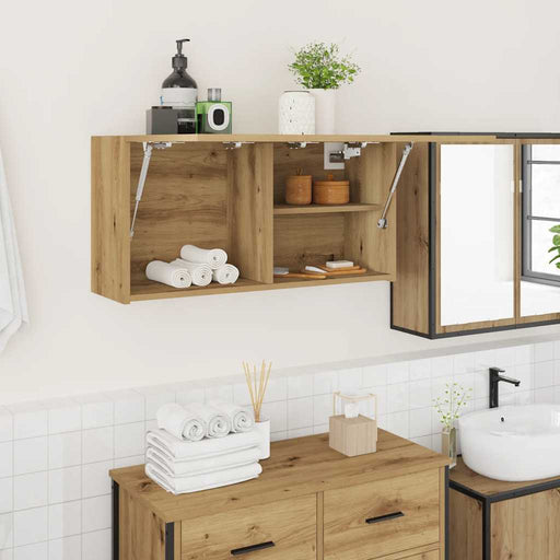 Dulap perete baie stejar artizanal, 80x25x40 cm, lemn prelucrat - WALTI WALTI