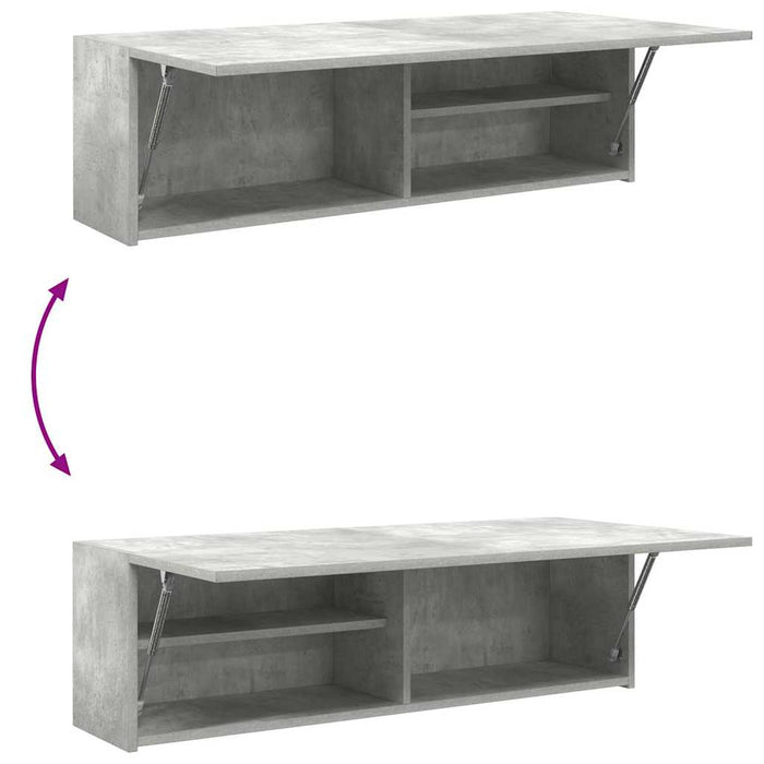 Dulap perete baie, gri beton, 100x25x30 cm, lemn prelucrat - WALTI WALTI