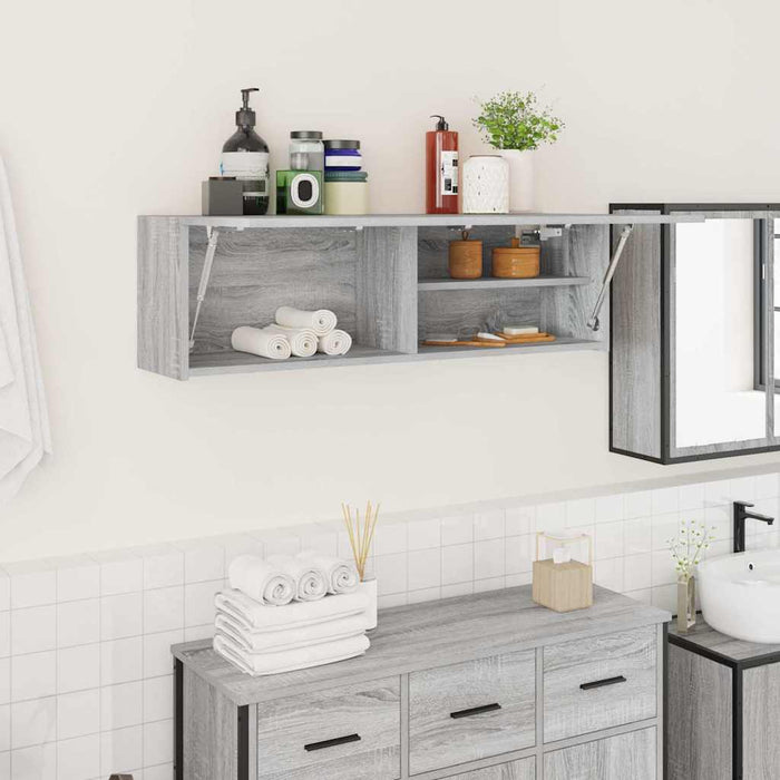 Dulap perete baie, gri sonoma, 100x25x30 cm, lemn prelucrat - WALTI WALTI