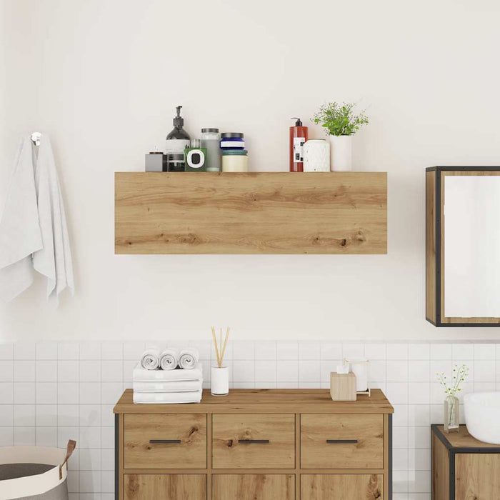 Dulap perete baie stejar artizanal, 100x25x30 cm lemn prelucrat - WALTI WALTI
