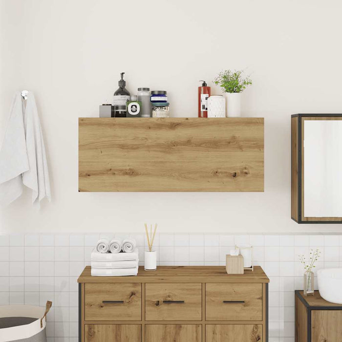 Dulap perete baie stejar artizanal, 100x25x40 cm lemn prelucrat - WALTI WALTI