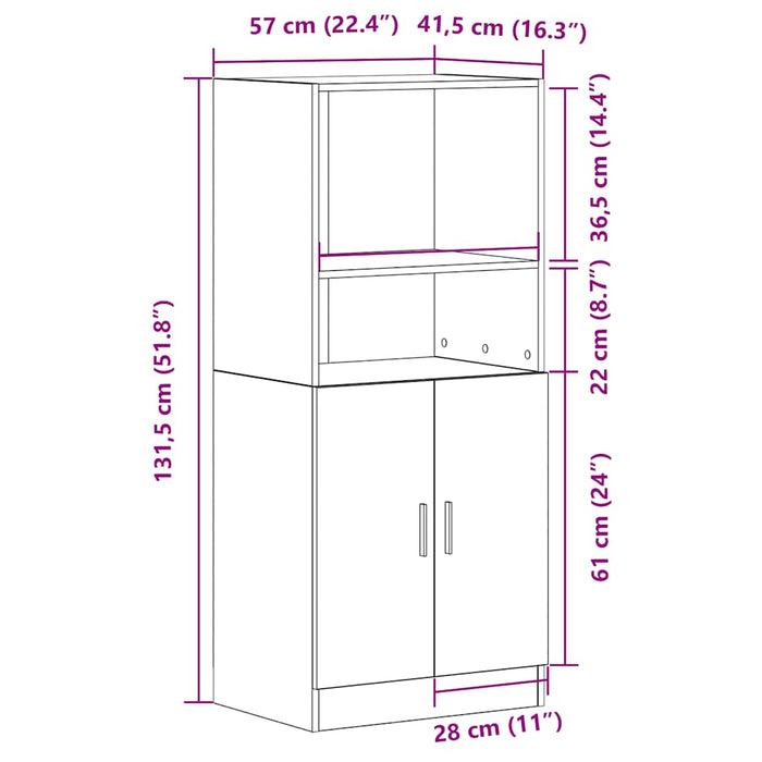 Dulap de bucătărie, alb, 57x41,5x131,5 cm, lemn prelucrat WALTI