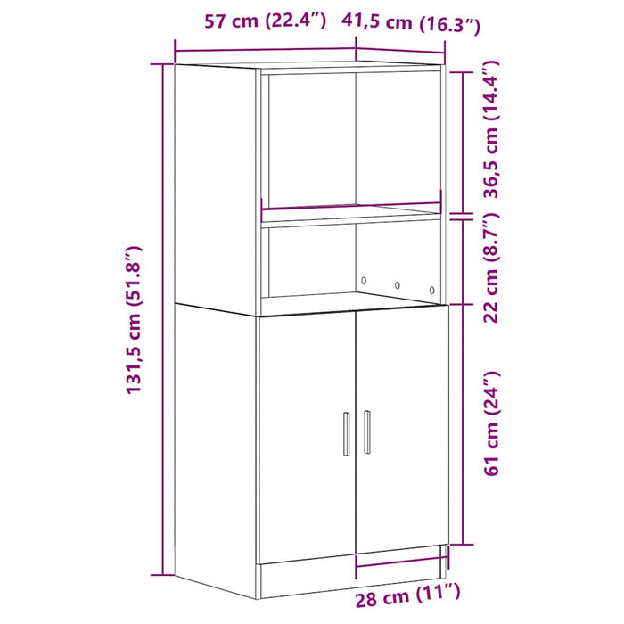 Dulap de bucătărie, gri beton 57x41,5x131,5 cm lemn prelucrat WALTI