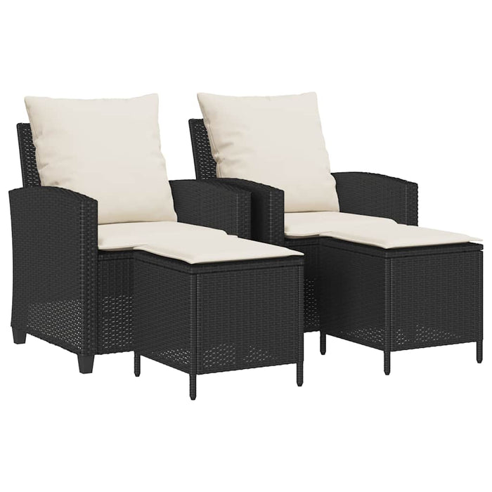 Set mobilier de grădină cu perne, 4 piese, negru, poliratan - WALTI WALTI