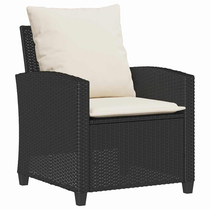 Set mobilier de grădină cu perne, 4 piese, negru, poliratan - WALTI WALTI