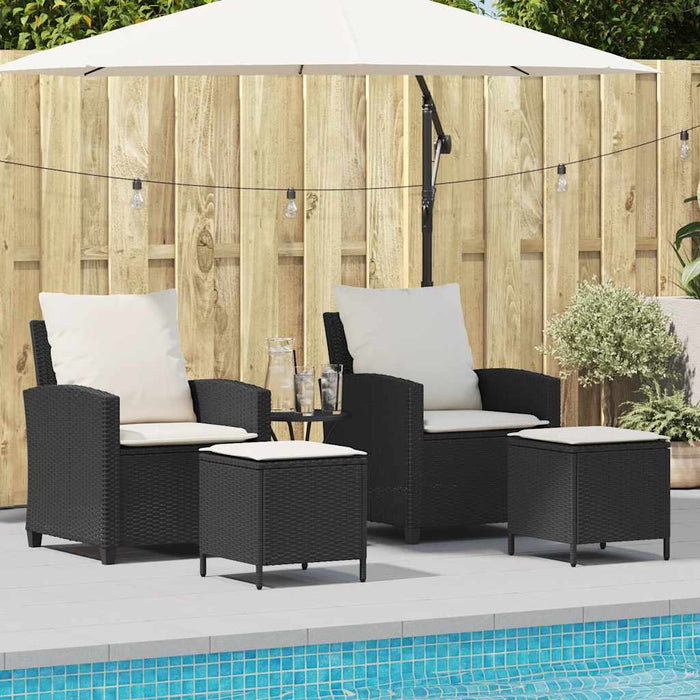 Set mobilier de grădină cu perne, 4 piese, negru, poliratan - WALTI WALTI