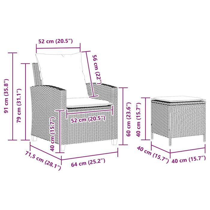 Set canapea de grădină cu perne, 4 piese, gri deschis poliratan - WALTI WALTI