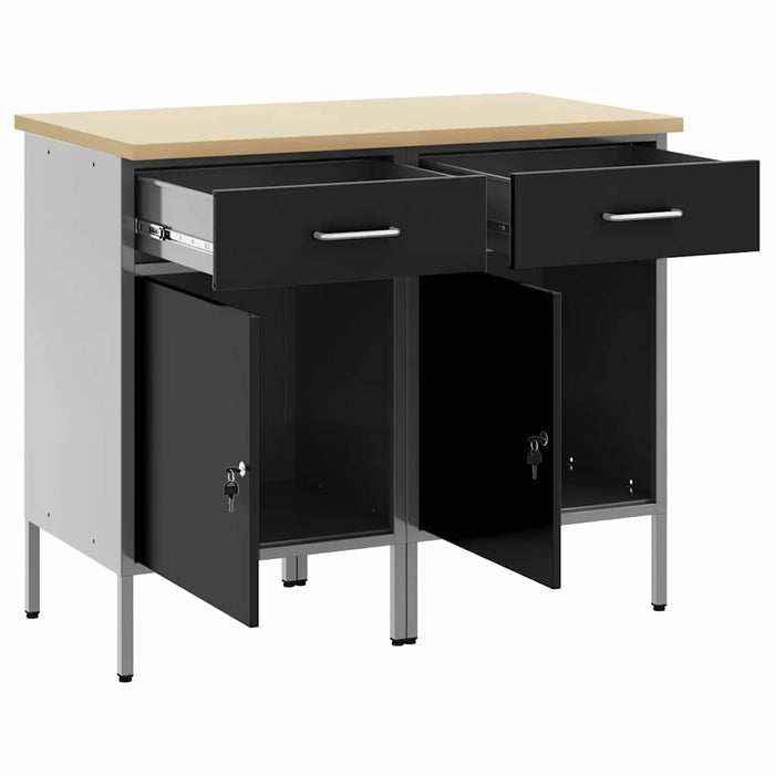 Dulap de lucru cu sertar 2 pcs Negru și Gri 100 x 55 x 85 cm - WALTI WALTI