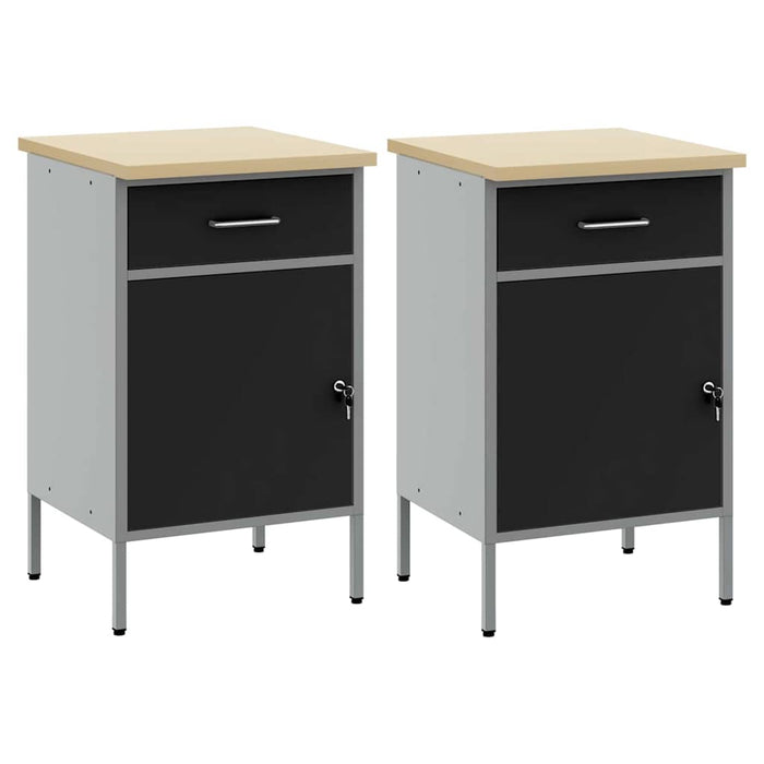 Dulap de lucru cu sertar 2 pcs Negru și Gri 100 x 55 x 85 cm - WALTI WALTI
