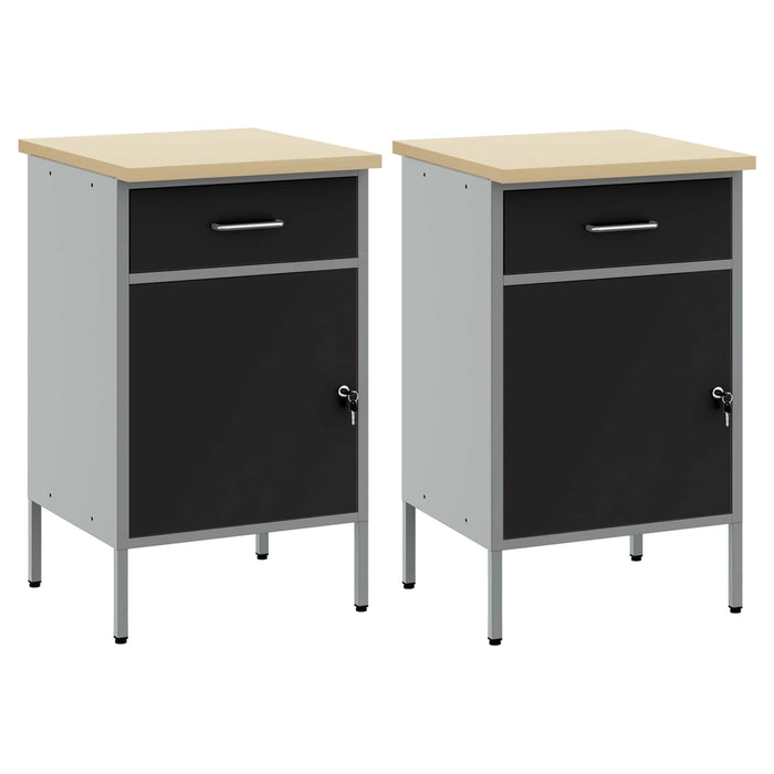 Dulap de lucru cu sertar 2 pcs Negru și Gri 100 x 55 x 85 cm - WALTI WALTI