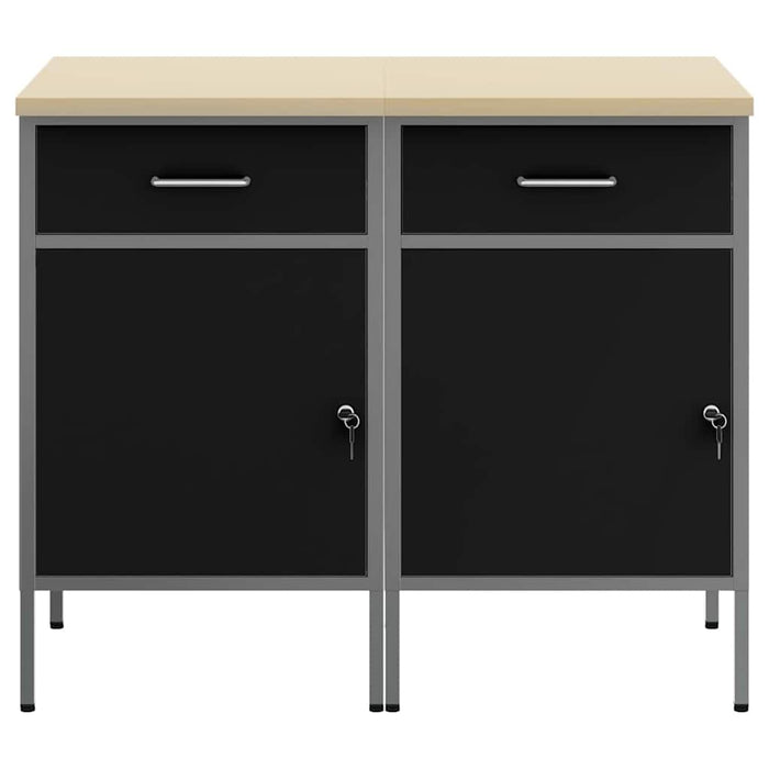 Dulap de lucru cu sertar 2 pcs Negru și Gri 100 x 55 x 85 cm - WALTI WALTI