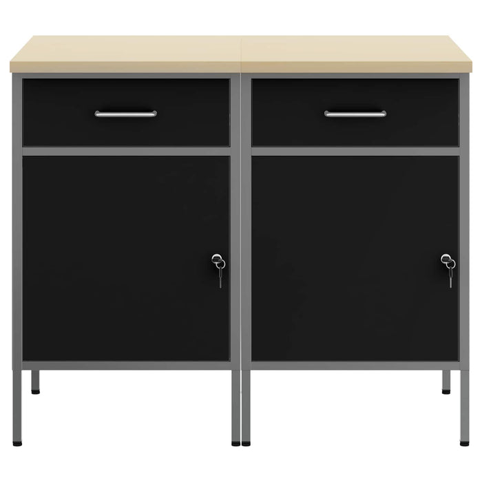 Dulap de lucru cu sertar 2 pcs Negru și Gri 100 x 55 x 85 cm - WALTI WALTI