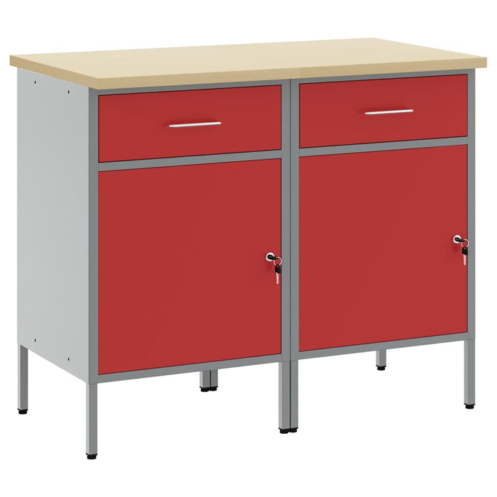 Dulap de lucru cu sertar 2 pcs Roșu și gri 100 x 55 x 85 cm - WALTI WALTI