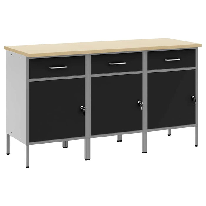 Dulap de lucru cu sertar 3 pcs Negru și Gri 150 x 55 x 85 cm - WALTI WALTI