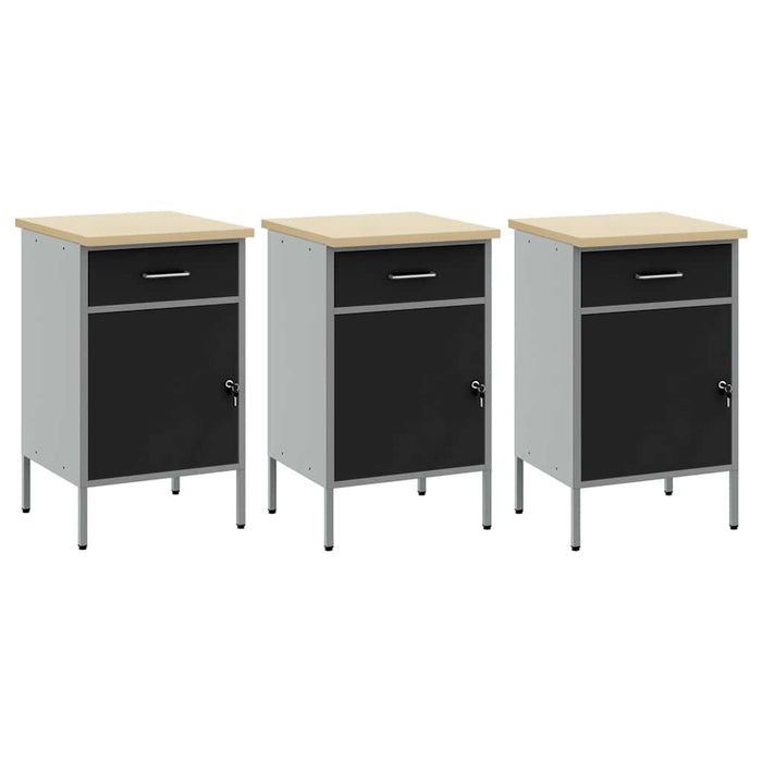 Dulap de lucru cu sertar 3 pcs Negru și Gri 150 x 55 x 85 cm - WALTI WALTI