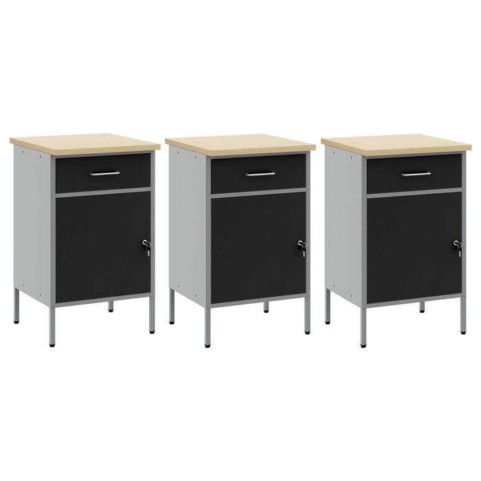 Dulap de lucru cu sertar 3 pcs Negru și Gri 150 x 55 x 85 cm - WALTI WALTI