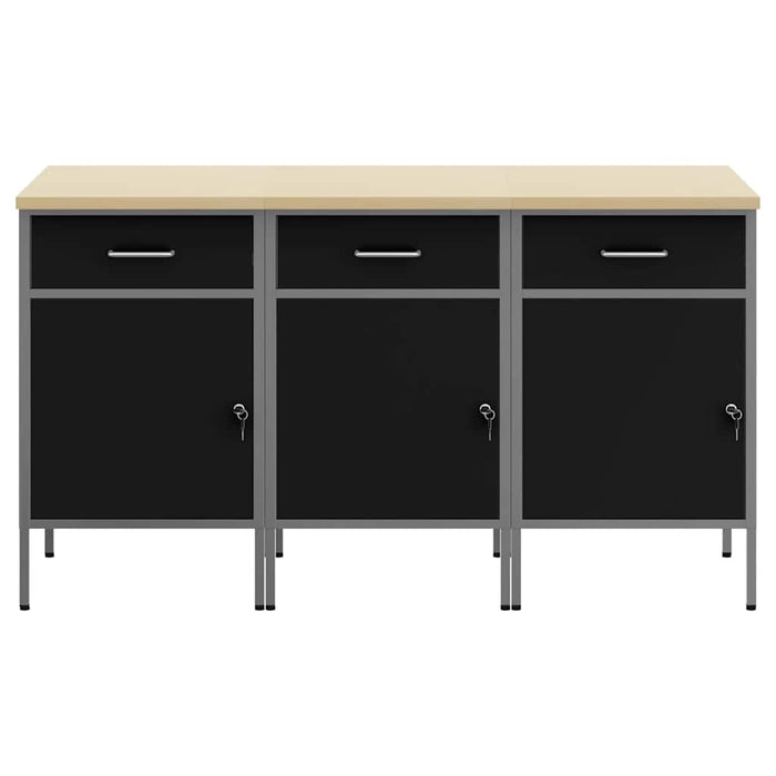 Dulap de lucru cu sertar 3 pcs Negru și Gri 150 x 55 x 85 cm - WALTI WALTI