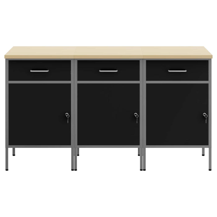 Dulap de lucru cu sertar 3 pcs Negru și Gri 150 x 55 x 85 cm - WALTI WALTI