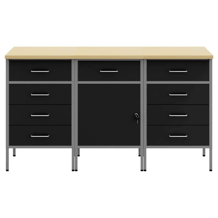 Dulap de lucru cu sertar 3 pcs Negru și Gri 150 x 55 x 85 cm - WALTI WALTI