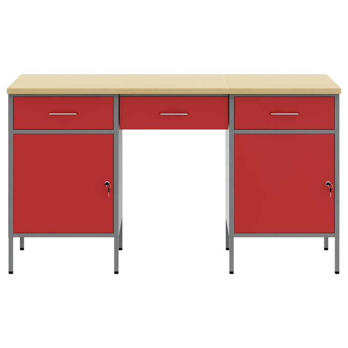 Dulap de lucru cu sertar cu blocare 3 pcs Roșu 150 x 55 x 85 cm - WALTI WALTI