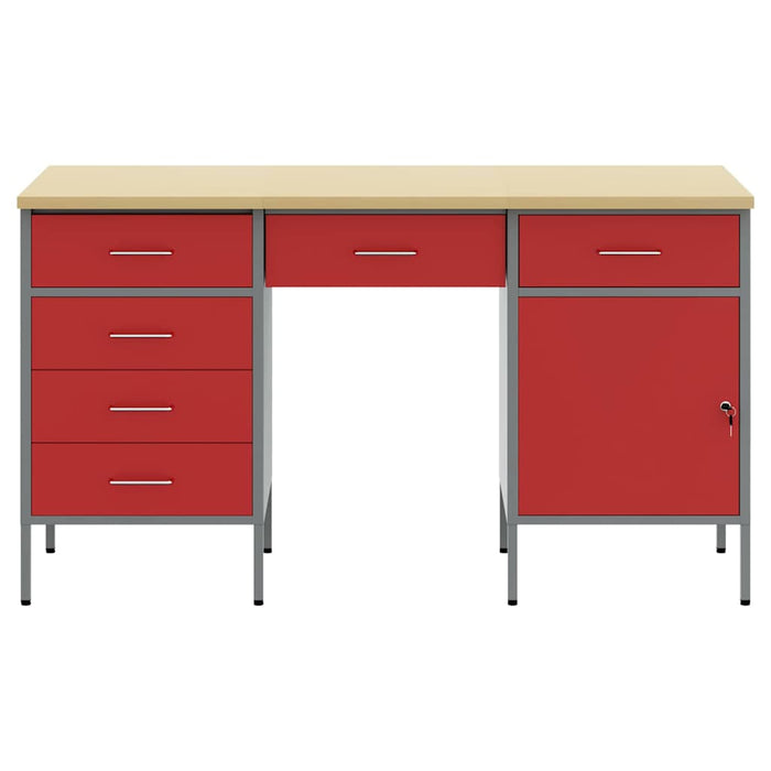 Dulap de lucru cu sertar cu blocare 3 pcs Roșu 150 x 55 x 85 cm - WALTI WALTI