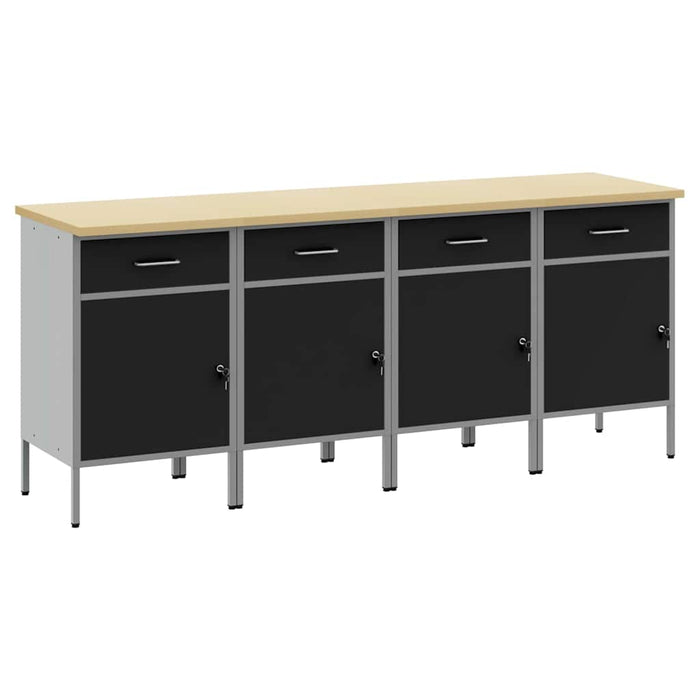 Dulap de lucru cu sertar 4 pcs Negru și Gri 200 x 55 x 85 cm - WALTI WALTI