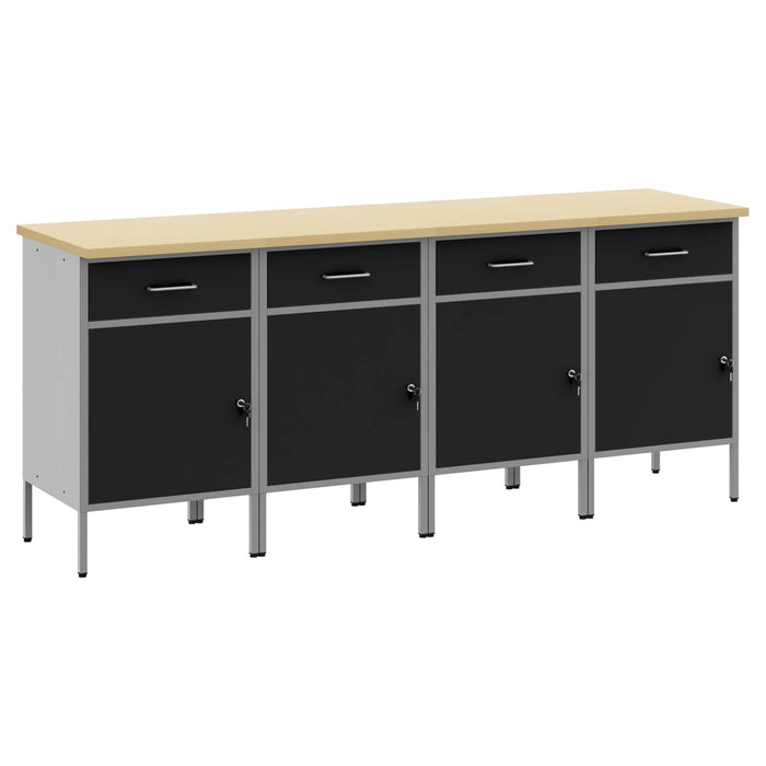 Dulap de lucru cu sertar 4 pcs Negru și Gri 200 x 55 x 85 cm - WALTI WALTI