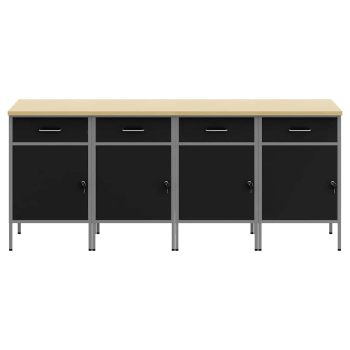 Dulap de lucru cu sertar 4 pcs Negru și Gri 200 x 55 x 85 cm - WALTI WALTI