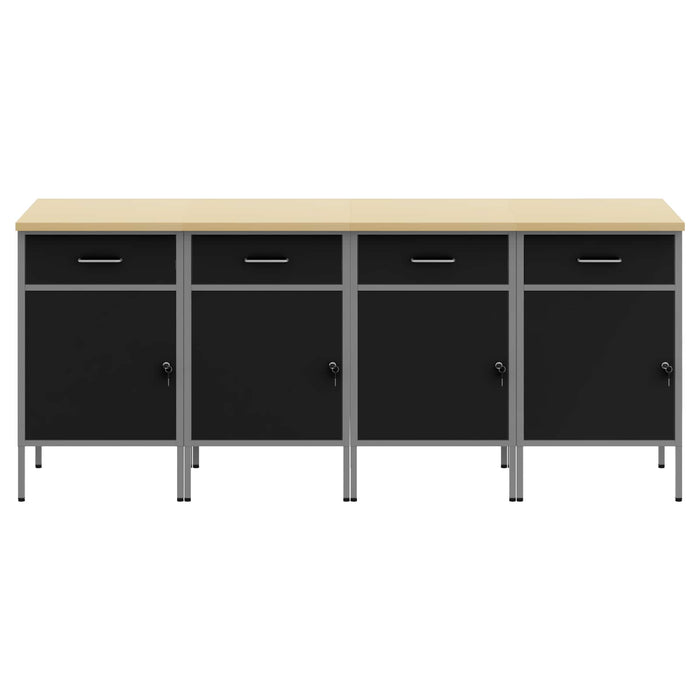 Dulap de lucru cu sertar 4 pcs Negru și Gri 200 x 55 x 85 cm - WALTI WALTI