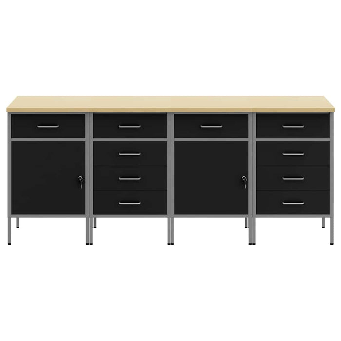 Dulap de lucru cu sertar 4 pcs Negru și Gri 200 x 55 x 85 cm - WALTI WALTI