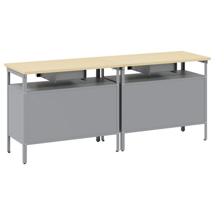 Set banc de lucru cu sertar 2 pcs Negru 200 x 55 x 85 cm - WALTI WALTI