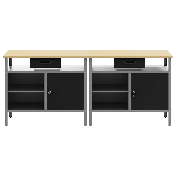Set banc de lucru cu sertar 2 pcs Negru 200 x 55 x 85 cm - WALTI WALTI