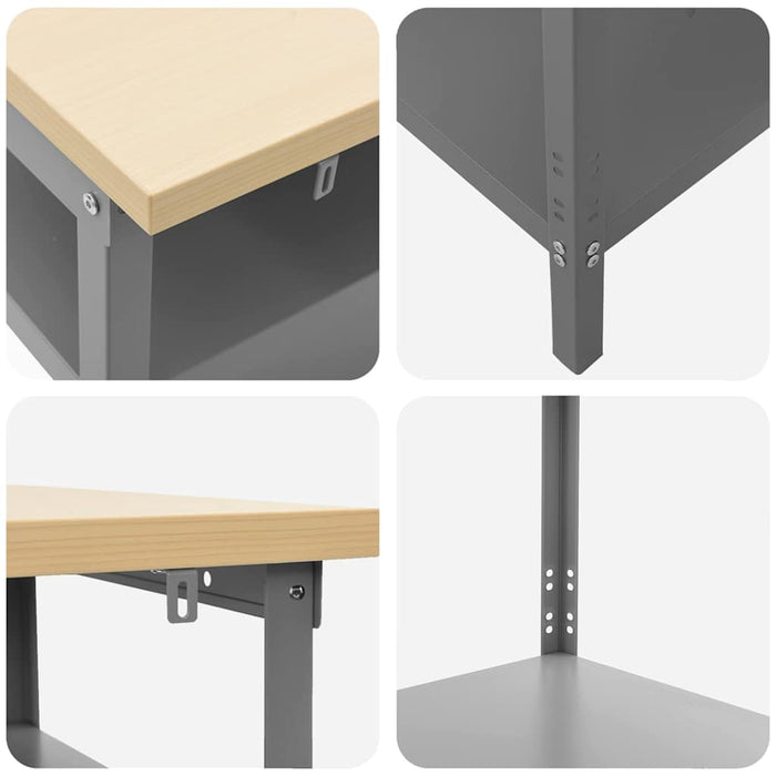 Set banc de lucru cu raft cu depozitare Ajustabil Gri Oțel - WALTI WALTI