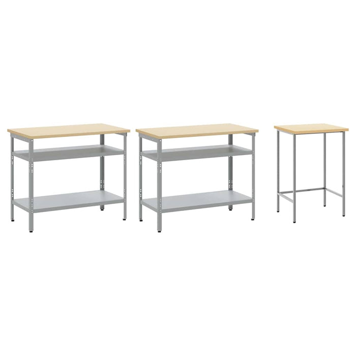 Set banc de lucru cu raft cu depozitare Ajustabil Gri Oțel - WALTI WALTI
